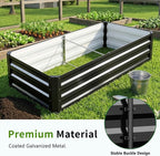 DoCred 3 in 1 Raised Garden Bed with 87in Tall Arch Trellis for Climbing Plants, Galvanized Planter Garden Box Outdoor for Gardening, Climbing Vegetables, Flower, Black