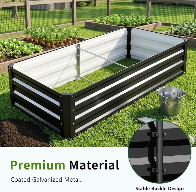 DoCred 3 in 1 Raised Garden Bed with 87in Tall Arch Trellis for Climbing Plants, Galvanized Planter Garden Box Outdoor for Gardening, Climbing Vegetables, Flower, Black