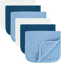 MIGIOL Baby Burp Cloths 100% Cotton Newborn Muslin Burp Cloths 10x20 inches Baby Essentials (6, White & Blue)