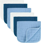 MIGIOL Baby Burp Cloths 100% Cotton Newborn Muslin Burp Cloths 10x20 inches Baby Essentials (6, White & Blue)