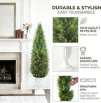 Realistic Artificial Cedar Tree with Planter Set of 2,Faux Topiary Cypress Plant for Home,Office,Living Room,Porch Indoor Outdoor Decor,No Maintenance Fake Evergreen Shrub (3.5FT White)