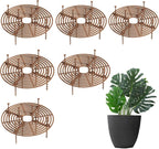 6 Pcs Plant Pot Grid Soil Protector Covers, 11.8" Cuttable Plant Protector Flower Pot Grid from Animals Cat Digging Stopper Plant Pot Cover with Stakes for Plant Gardening(6PCS Brown)