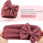 BQUBO Newborn Baby Girls Hats Mittens Set Hospital Hat Beanie Infant Bow Hats Baby Cotton Gloves for 0-6 Months