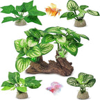 GOZILLA Silk Fish Tank Plants,Reptile Artificial Plant,Reptile Plants for Terrarium,Aquarium Decorations Accessories Set,Resin Driftwood Artificial Silk Aquarium Plant for Fish Tank.(5PCS/B-Set)