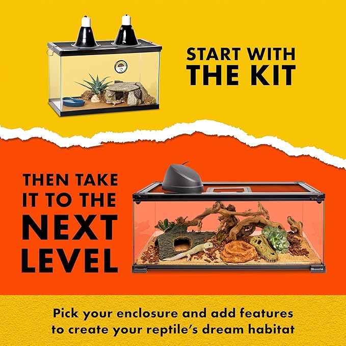 Zilla Desert Habitat Accessory Kit, Starter Kit for Reptiles, Easy Start for Desert-Dwelling Reptiles, Includes Lighting, Bedding and Food, Ideal for Size 10G Terrariums