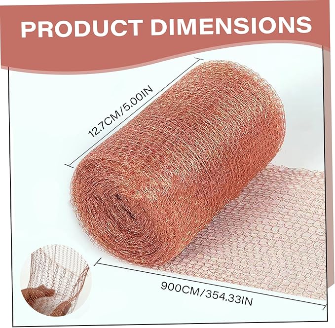 Copper Mesh 5 Inch x 29.5 Ft Copper Mesh for Slugs Rustproof Wire for Slugs Wire Repellent Roll Pet Friendly Plant Protector for Rodent, Bat & Snail..