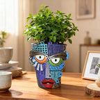 Midogaigai Abstract Face Planter Pots for Plants,Hand-Painted Colorful Flower Pots with Drainage,Indoor Outdoor Garden Decor Gift(Eclectic,Large)