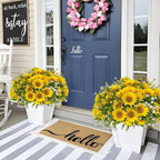 Artificial Sunflowers Faux Flowers Plants for Spring Outdoor UV Resistant, Fake Silk Realistic Yellow Sun Flowers for Easter Outside Porch Planters Patio Home Decoration, 8 Bundles
