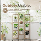 Bamworld Plant Stand With Wheels Indoor Outdoor Wood Plants Shelf for Multiple Plants 11 Pots,Tall Large Flower Holder for Living Room, Patio, Balcony, Garden
