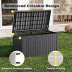 PatioZen 280 Gallon Resin Deck Box, Lockable Weatherproof Outdoor Storage Box for Furniture, Garden Tools and Tools Storage, Waterproof Outside Storage Boxes - Black