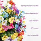 2 Pack Artificial Pansy for Outdoors with Ground Spike, Artificial Flowers Topiary Ball Trees Faux Flowers Bushes for Front Porch Planters Patio Garden Yard Decor (Purple, Red, Blue, White, Yellow)