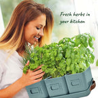 volila Herb Planter Indoor - Set of 3 Teal Blue Indoor Herb Garden Pots for Plants with Leather Handled Tray - Window Sill Plant Shelf - Herb Pots with Drainage Holes and Labels