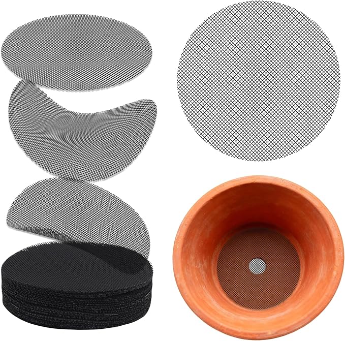 50PCS Flower Pot Hole Mesh Pad, 4 inch Rounds Drainage Hole, Plant Pot Drainage Mat, Plant Potting Mat to Prevent Soil Loss, Gardening Gifts for Friend