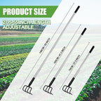 BARAYSTUS Long Hand Cultivator, Carbon Steel & Stainless Steel Tiller Cultivator, Garden Cultivator with Telescopic Handle and Soft Handle Cover, Hand Tiller for Digging Loosening Weeding