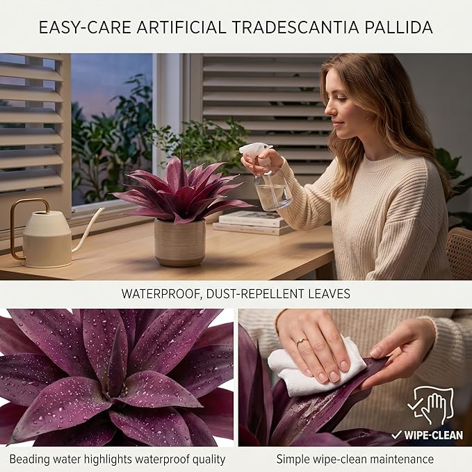 Ttranewsoo Fake Plants Artificial Agave Plants 13.8" Large UV Resistant Fake Agave Planters for Indoor and Outdoor Decorating Tropical Plant Succulents Greenery Indoor Decor(2Pack, Purple