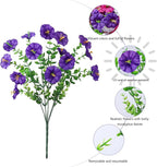 Ivydale 24 Bundles Artificial Flowers for Outdoors Spring Plants Outdoor Decor, Faux Silk Morning Glory Fake Flowers Bulk Petunias Realistic UV Resistant for Outside Porch Patio Window Garden Yard
