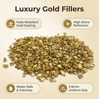 HappyFiller Golden Nuggets Crushed Glass for Resin Art,Small Gravels Stones for Aquarium Fish Tank Bottom Granule,Vase Filler Candle Holder Decor,Wedding Centerpieces Decoration,0.81 LB Gold