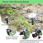 Drip Irrigation System Kit – 2026 New Quick-Connect Automatic Watering & Misting System with 48FT 1/2" Tubing, Large Coverage & Water-Saving for Greenhouses, Lawns, Gardens, Raised Beds