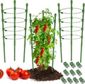 Legigo 3 Pack 24 Inch Plant Support Cages Tomato Cage for Garden- Plant Cages Adjustable Rings, Tomato Plant Support Stakes Trellis for Pots, Peppers, Cucumbers and Flowers with 10 Plant Clips