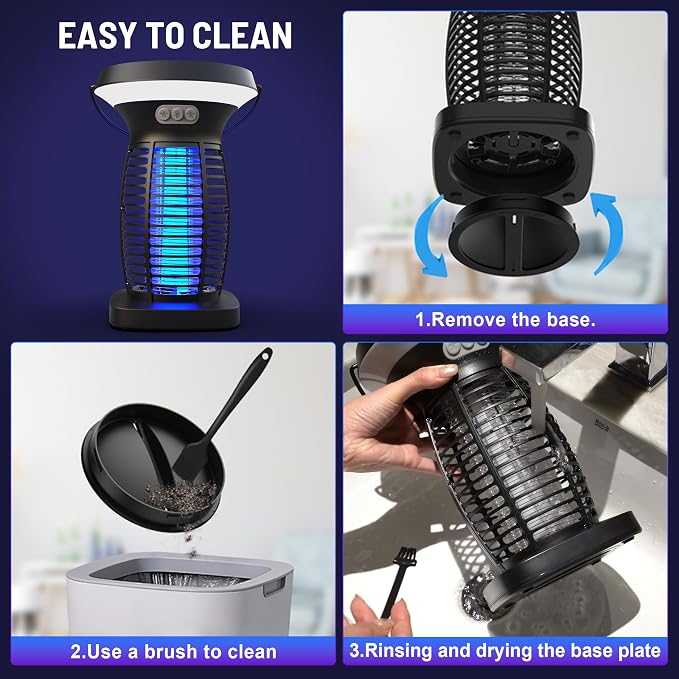 Solar Bug Zapper Outdoor,Rechargeable & Solar Powered,4200V High Voltage for Effective Mosquito & Multi-Insect, Pet/Child Safe with UV Light,Waterproof for Camping Courtyard Indoor Outdoor