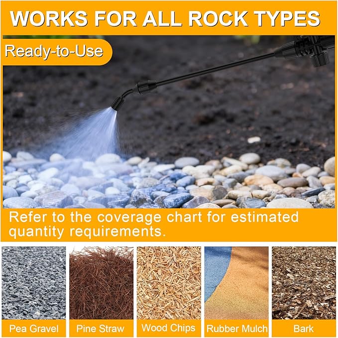 5 Gallon Mulch Glue for Landscaping, SEVGILI Rock Glue & Gravel Binder, Pet Safe & Plant Safe, Non-Toxic Ready-to-Use Gravel Lockdown, 100% Permeable & Fast-Dry Strong Pea Gravel Stabilizer