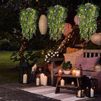 RECUTMS Artificial Hanging Plants Fake Hanging Plant Faux Hanging Plants UV Resistant Plastic Plants for Indoor Outdoor Room Wall Wedding Patio Porch Decor(Purple)