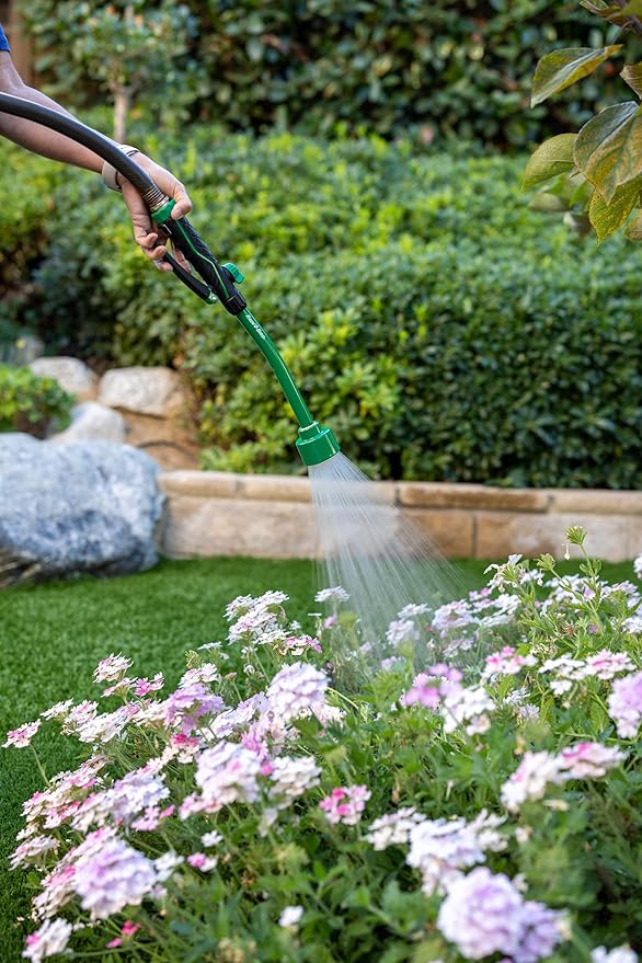 Rain Bird TRNZLWAND16 16" Watering Wand Garden Hose Nozzle, Front Trigger, Carbon Fiber Texture, Shower Spray Pattern