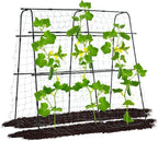 Garden Trellis for Climbing Plants Outdoor, 5.3x5.3ft Garden Trellis Climbing Plant Support Plastic-Coated Metal U-Shaped Vine Vegetables Tomato Cucumber Trellis Raised Bed, with Netting, Black