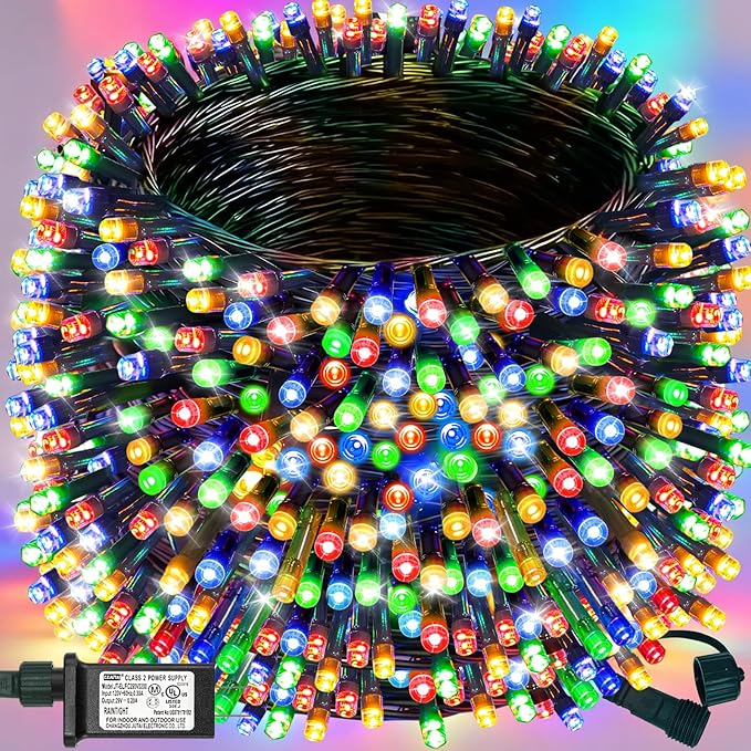 Decute 800LED 272ft Christmas String Lights UL Certified 8 Modes, Waterproof Outdoor Indoor Twinkle Starry Light for Christmas Tree Patio Garden Party Decor, Multicolor