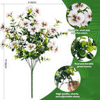 17 Inch Artificial Faux Pansy Flowers for Outdoor,Fake Pansies Flowers with Eucalyptus Leaves Fake Plants Greenery Boxwood Porch Patio Decor 6 Bundles(Dark Purple,Red,White)