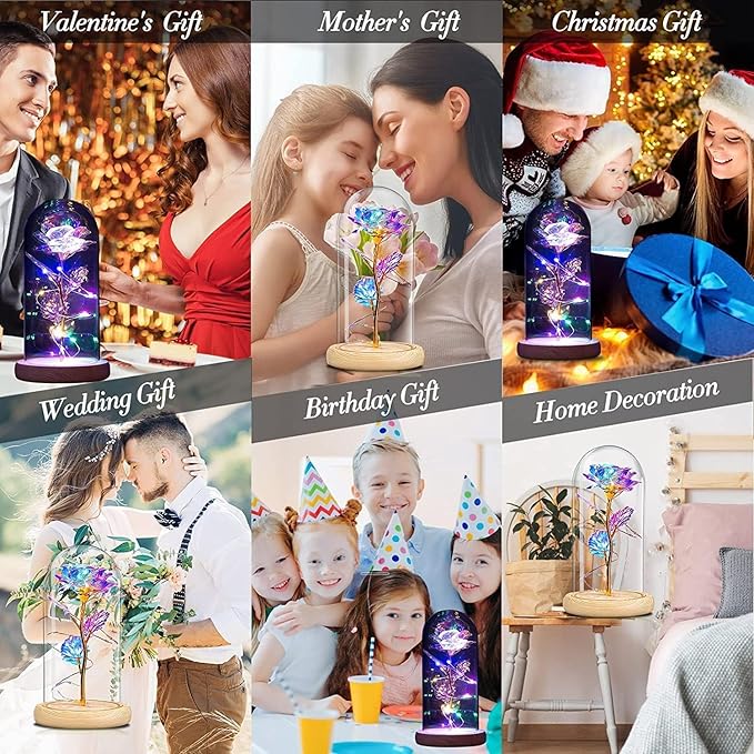 QUNPON Mothers Day Rose Gifts for Mom,Birthday Gifts for Women,Mother Day Flower Gifts for Mom from Daughter,Rainbow Mothers Day Rose Flower Gifts for Sister,Mother,Her,Grandma