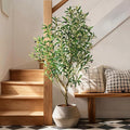 Small Artificial Olive Tree Faux Trees Indoor Outdoor Realistic Floor Plant Fake Plants for House Modern Home Living Room Master Bedroom Office Front Porch Decor Outside Patio para decoracion