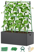 Cucumber Trellis with for Climbing Plants, A-Shape Garden Trellis with Grow Bags, Metal Plant Trellis with Garden Netting for Vegetables Flowers Fruits (A-Shape)
