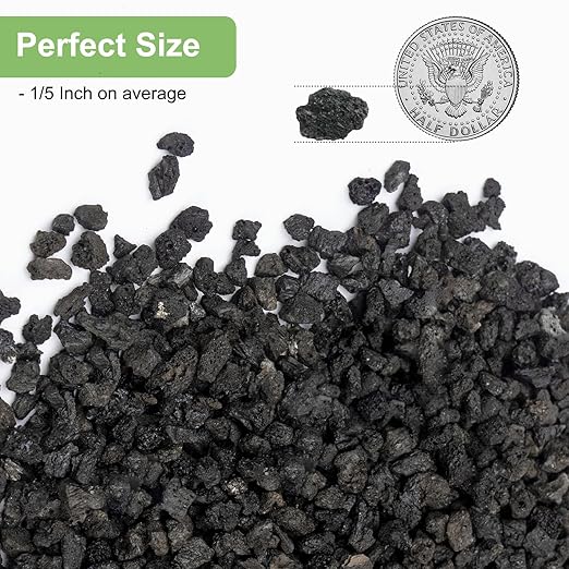 Pulovin 2.5lbs Lava Rocks for Plants, 1/5 Inch Black Gravel for Succulent, Cactus, Bonsai Tree, Pure Volcanic Rocks, Top-Dressing, Good Drainage