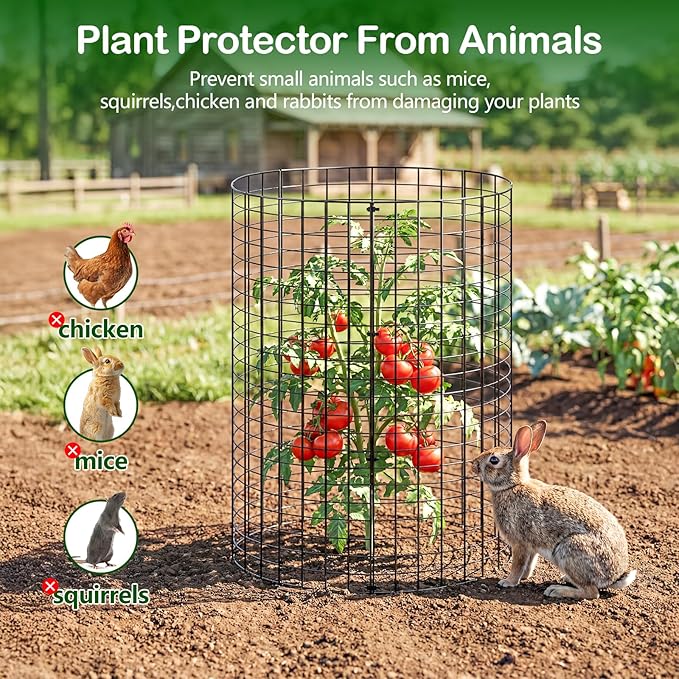 5 Pack Plant Protector from Animals, Wire Mesh Plant Cages for Garden – Sturdy Metal Plant Protectors to Keep Rabbits, Squirrels, and Animals Out – Ideal for Vegetables, Flowers, and Outdoor Plants