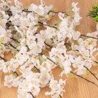 INXUGAO 6 PCS Faux Cherry Blossom Branches Decor 31.5 Inch Long Stems Fake Artificial Flowers for Home Indoor Decoration Vase Arrangement Living Room Table Bedroom Spring Decor