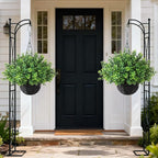 FOTEEWL Artificial Boxwood Hanging Baskets - 2 Sets of Hanging Plant Fake Bushes with Baskets,UV-Resistant Suitable for Outdoor,Porches,Eaves,Farmhouses,Courtyard Decorations