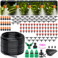 LasTool 164FT Drip Irrigation Kit,Automatic Garden Watering System with 1/4" Tubing,Adjustable Mist Sprayer Nozzles & Drip Emitters for Raised Bed,Patio,Lawn, Greenhouse-Easy DIY Installation