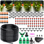 LasTool 164FT Drip Irrigation Kit,Automatic Garden Watering System with 1/4" Tubing,Adjustable Mist Sprayer Nozzles & Drip Emitters for Raised Bed,Patio,Lawn, Greenhouse-Easy DIY Installation