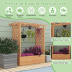 LDAILY Raised Garden Bed with Trellis, Above Ground Garden Bed with Hanging Roof, Side Trellis, & 4 Drainage Holes, Planter Box for Outdoor Climbing Plants Vines Flowers (1, 43.5"L x 17.5"W x 44.5"H)