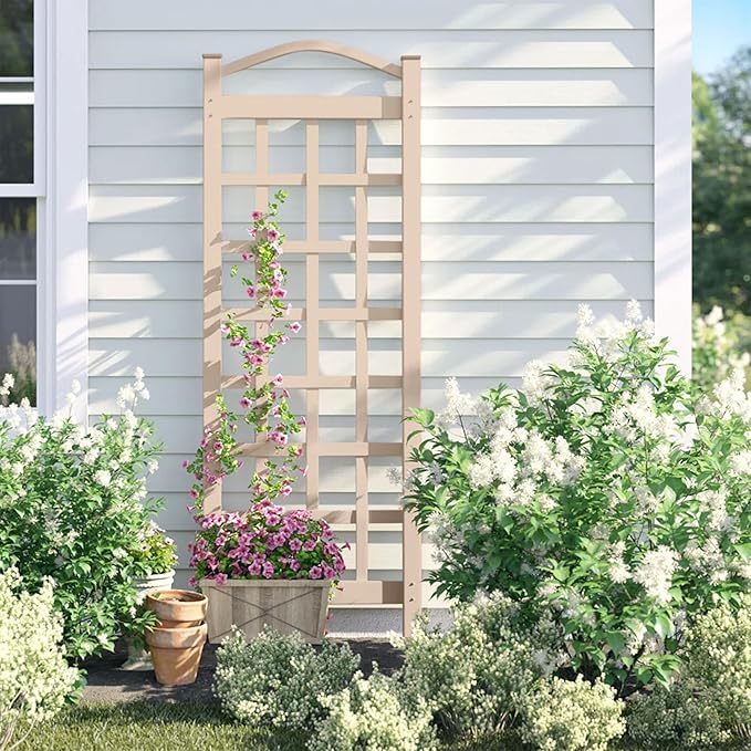 Dura-Trel PVC Garden Trellis for Climbing Vine Plants, Cambridge, Mocha, 28" x 76"