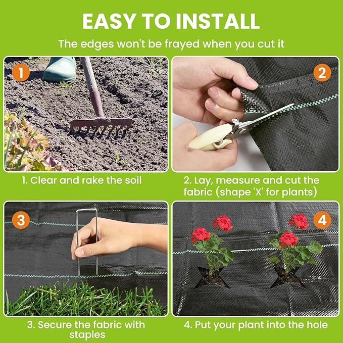 3ftx100ft Weed Barrier Fabric(2 Pack 3ftx50ft), 4oz Landscape Fabric, Garden Weed Block Ground Cover Mat, Garden Cloth Woven Geotextile Fabric for Gardening Ground