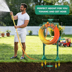 Garden Hose Holder with 2 Tool Hooks, Heavy-Duty Freestanding Hose Holder Holds 160Ft Hoses, Rustproof Freestanding Hose Stand with 4 Spikes Water Hose Hanger Storage Reel Rack for Outside, Yard, Lawn