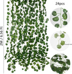 24 Pack 168 Ft Fake Vines for Room Decoration Greenery Garland Artificial Hanging Plants Faux Green Leaves Wall Vine for Bedroom Ceiling Cottage Core Wedding Garden Party Decor