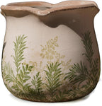 Dosayes Rustic Ceramic Planter, 6 Inch Tuscan Vintage Flower Pot with Drainage, Farmhouse Garden Pot for Indoor Plants, Kitchen & Garden Tuscan Decor, Plant Lover Gift (Grass Green)