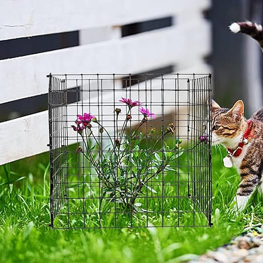 Garden Plant Protector Mesh, 12x12 Inch Metal Wire Cage with Nylon Ties & U-Shaped Stakes, Animal Protection for Vegetable, Plant and Shrub Seedlings