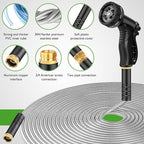 Garden Hose Metal 150FT, Stainless Steel Heavy Duty Water Hose With 10 Function Nozzle, No-Kink, Tough & Flexible, Sturdy and Lightweight, Rust Proof for Yard, Outdoor, RV