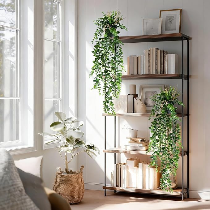 2 Pcs Faux Eucalyptus Vine Ivy Vine Artificial Hanging Plant Faux Plant Fake Potted Greenery for Wall Living Room Home Shelf Office Bathroom Outdoor Indoor Decor (Type 2)