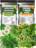Supreme Set of Heirloom Medicinal Herb, Lettuce, Greens and Salad Seeds - USA Grown - Total 24 Individual Non-GMO Heirloom Seeds for Planting Home Garden Indoor Outdoor and Hydroponic