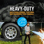 PowerFlow Garden Hose, NON-EXPANDABLE 75 Feet Premium Quality Stainless Steel Metal Water Hose with Durable Fabric Skin, Hose For Commercial, Residential Use, Bonus 10-way Spray Nozzle (75 Ft, Black)